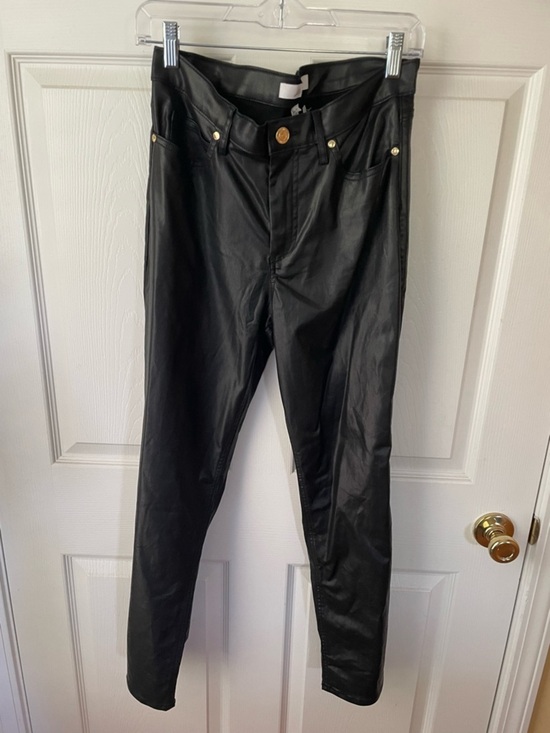 Lilly Pulitzer Pants - Lilly Pulitzer Black Faux Leather Pants Size 8 Gold Button Skinny